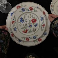 Ensemble d'assiettes à dîner imprimées de motifs floraux chinois vintage, ensemble d'assiettes en céramique rétro pour la décoration de table de mariage