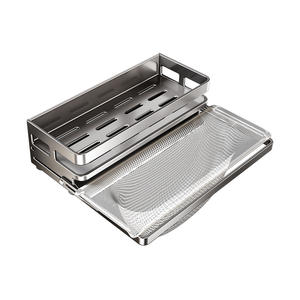 Escurridor de fregadero de cocina con bandeja cuadrada de acero inoxidable para desagüe de residuos de alimentos, colador de platos desechable - Product Image 2