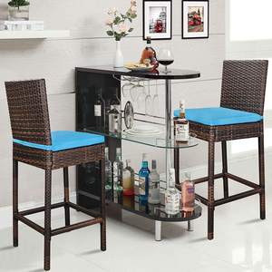 Tabouret de bar portable haut de gamme au design pastoral extérieur avec cadre et dossier en plastique, chaises en rotin durables pour cour et club - Product Image 4