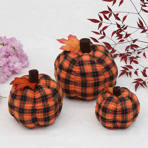Decoraciones de Calabaza de Tela a Cuadros para Acción de Gracias, Adornos de 4 y 6 Pulgadas para el Festival de la Cosecha - Product Image 1