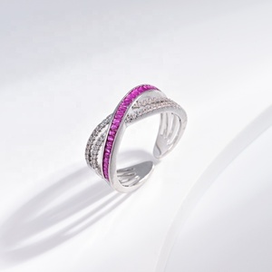 Anillo de plata de ley 925 chapado en oro con circonita, joyería fina, piedra natural, anillos geométricos cruzados chapados en oro, precio de fábrica. - Product Image 4