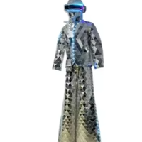 Costume de robot marcheur sur échasses avec miroir LED, vêtements de danse, casque miroir, vente chaude en usine, costumes de spectacle
