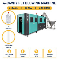 Machine de soufflage par étirage automatique à commande PLC à 4 cavités pour bouteilles d'eau potable rondes en PET de 5 L