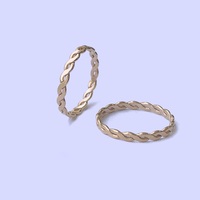 Amerikanischer 14K Gold-Filled Klassischer Ring mit Gehämmerter Oberfläche und Verschlungener Kabelstruktur für Damen, Hochzeit und Verlobung, Geschlossenes Design
