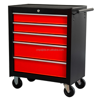 Chariot à outils professionnel rouge à 5 tiroirs, robuste, sur roues, pour réparation automobile, boîte à outils, armoire de rangement