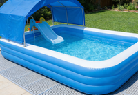 Piscine gonflable de grande taille et robuste pour la famille avec système de gonflage rapide et valve de vidange