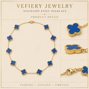 Collier en or bleu floral pour femmes, bijoux élégants pour tous les jours, directement de l'usine - Product Image 3