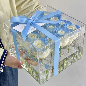 Boîte à fleurs à main en acrylique Boîte cadeau d'emballage de bouquet épaissie transparente Source de matériel de gâteau Boîtes en plastique en gros d'usine - Product Image 6