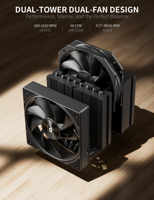 Refroidisseur CPU upHere UE2 Elite Noir Non-RGB 8 Caloducs Double Tour Silencieux Ventilateur PWM 120mm pour Intel LGA 1700 1851 AMD AM5 AM4