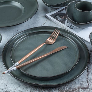 Service de vaisselle JQY, assiettes minimalistes, vaisselle unique en céramique avec glaçure réactive, ensemble d'assiettes à dîner pour restaurant - Product Image 4