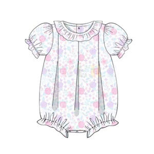 SR4018 RTS Mono de Manga Corta para Bebés y Niños, Diseño a Cuadros con Flores, Venta al por Mayor - Product Image 6