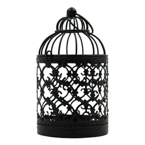 Hot Selling Birdcage Home Decor Kandelaar Houder, Handgemaakte Metalen Hol Gesneden Ontwerp Opknoping Lantaarns