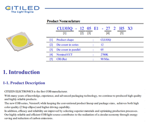 Chip LED COB de Alta Potencia Citizens CLU03Q-1205E1 90CRI 2281LM 34V 2700k 3000k 3500k 4000k 5700k Blanco Cálido con 3 Años de Garantía - Product Image 2
