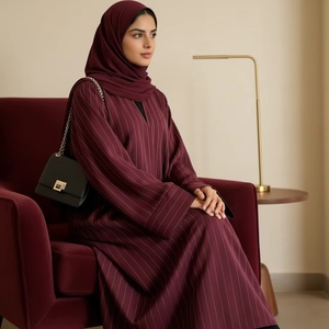 Nouvelle Abaya Fermée 2026 – Robe Musulmane Rayée Tendance de Dubaï pour le Ramadan et l'Aïd, Idéale au Quotidien |   Vêtements islamiques élégants pour femmes - Product Image 2