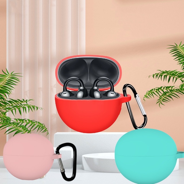 Silicone Shockproof Earphone Cover for Huawei FreeClip Case Earbuds Protective Shell Case with Keychain