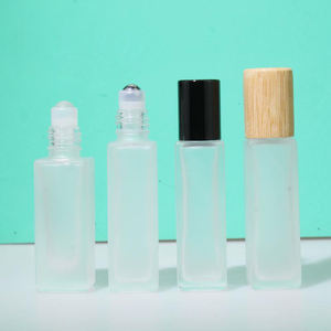 Wholesale Perfume Bottle Empty 3ml 5ml 10ml 15ml <b>Square</b> Clear Frosted Glass Roller Bottles with Screen Printing - Product Image 4