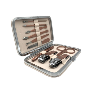 Juegos de manicura de oro rosa de 10 piezas, suministro de pedicura, productos para el cuidado personal de las uñas, incluye tijeras para cejas - Product Image 1