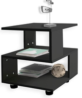 Table de chevet moderne de luxe en bois noir pour chambre à coucher meubles en or table de nuit intelligente