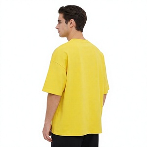 เสื้อยืดผู้ชายไซส์ใหญ่ สีเหลือง แขนสั้น คอกลม ผ้าถักเนื้อนุ่ม 100% ผ้าฝ้าย สีพื้น สไตล์สตรีทแวร์ - Product Image 2