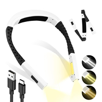 Lampe de lecture pour le cou, pour lire au lit, rechargeable par USB-C, lampe de lecture mains libres avec bras flexibles, 3 modes de couleur pour les voyages