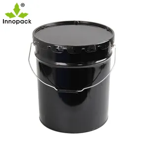Drum logam cat lapisan putih 20L, ember logam bulat industrial dengan tutup logam