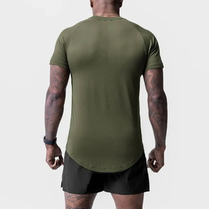 T-shirt uni pour homme T-shirt surdimensionné à manches courtes T-shirt à ourlet étagé T-shirt de course à séchage rapide fendu sur le côté - Product Image 3