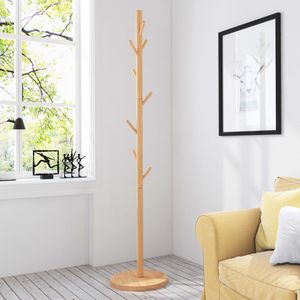 Perchero de bambú Natural para colgar ropa, organizador de almacenamiento de ropa de madera <span class=keywords><strong>con</strong></span> estante superior y Zapatero - Product Image 2