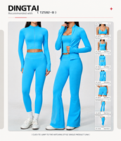 Ensemble 2 pièces Dingtai : Cardigan court à col montant et manches longues, veste sans couture et leggings de yoga à séchage rapide avec effet ventre plat pour femme