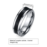 Bague de mariage unisexe en carbure de tungstène noir de 6 mm pour hommes et femmes, ajustement confortable, bord biseauté, style tendance