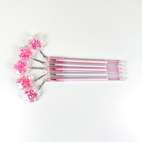 Stylo gel Ango Beautiful Sparkling Plastic Pink Petals Flower Pendant 0,5 mm bleu personnalisable pour étudiants, examens et signature