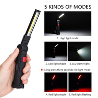 Lampe de travail pliable à LED 5 modes, en plastique, pour la chasse, avec base magnétique rotative à 360°, rechargeable par USB, pour garage, atelier, inspection