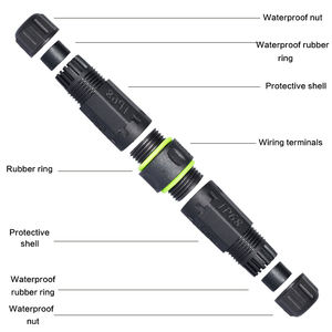 IP68 กันน้ําสายเชื่อม<span class=keywords><strong>ต่อ</strong></span> M16 2 Way สายไฟ RJ45 สองทางสายไฟหญิงวงกลม Power Connector - Product Image 5