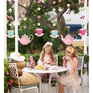 Afternoon Tea Party Printables Levert Creatieve Omzetten Vintage Hoge Thee Bloemen Thee Party Opknoping Decoraties Set