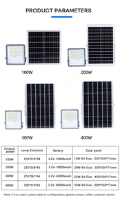 ไฟฟลัดไลท์พลังงานแสงอาทิตย์ Ip65กันน้ำใช้กลางแจ้งใช้ในสวนความเร็วในการชาร์จเร็ว100W 200W 300W 400W - Product Image 6