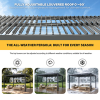 Pergola bioclimatique en aluminium à toit plat blanc, auvent de patio, toit rotatif, pour balcon, maison, jardin, villa, terrasse, extérieur, télécommande