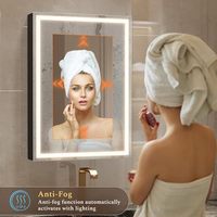 Espejo de Baño con Iluminación LED Modular, Antivaho, Montado en la Pared, con Marco de Aluminio, Enchufes y Puertos USB