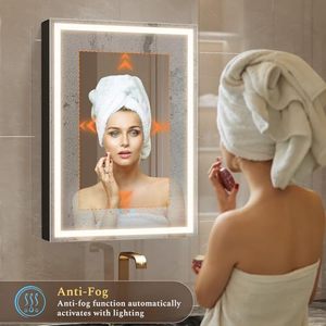 <span class=keywords><strong>Miroir</strong></span> de salle de bain mural modulaire à LED anti-buée <span class=keywords><strong>avec</strong></span> éclairage intégré, cadre en aluminium, prises et ports USB - Product Image 2