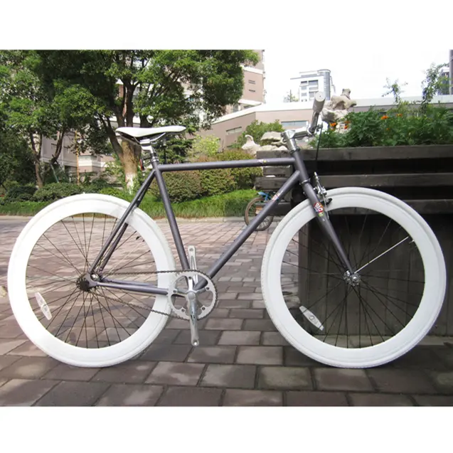 700C grey frame tire in white color fixed gear bike