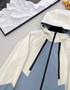 Veste coupe-vent imperméable à capuche, veste d'extérieur à blocs de couleur avec fermeture éclair et ajustement réglable pour un usage décontracté et actif - Product Image 3