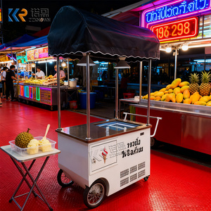 Carretto Commerciale per Gelato con Vetrina, Chiosco Mobile per Dessert e Gelato per Attività di Vendita Ambulante - Product Image 1
