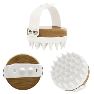 Cepillo Masajeador de Cuero Cabelludo de Silicona y Bambú para Champú, Eliminación de Caspa, Crecimiento del Cabello, con Logotipo Láser, Doble Uso, para Hogar y Salón - Product Image 4