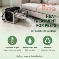 Souffleur d'air chaud compact 3KW monophasé 220V, chauffage léger pour l'élimination des punaises de canapé-lit