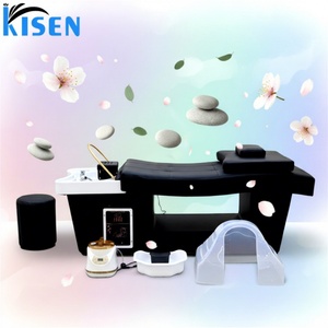 Lit de spa capillaire japonais Kisen Zen-flow, table de massage pour shampoing, machine à laver les cheveux, mobilier de salon de luxe avec lumière LED en promotion - Product Image 1