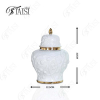 J342 luxe nordique gaufrage gingembre pot ornement blanc en céramique vase pot de stockage ensemble autre décor à la maison