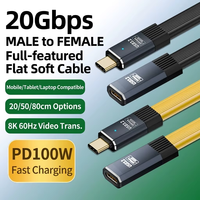 Câble d'extension plat FPC Type C mâle vers femelle 0,5 m 100 W PD 20 Gbit/s OTG 8K HD Audio Vidéo Pleine Fonction pour Téléphone Ordinateur Portable VR