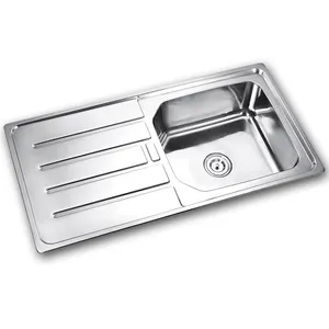 draining single bowl stainless steel kitchen sink 100x50cm