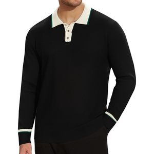 Camisa Polo de Punto Personalizada para Hombre, Manga Larga, Corte Regular, con Botones, Estilo Casual - Product Image 1