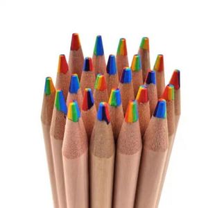 Crayons de couleur arc-en-ciel en bois de haute qualité, écologiques, faciles à saisir, de grande taille, en gros - Product Image 2