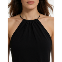 Robe mini noire à col halter, découpée et froncée, pour soirée