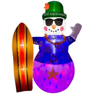 Muñeco de nieve inflable de Navidad <span class=keywords><strong>tropical</strong></span> con esquís y luces de discoteca, decoración de fiesta temática Hawaiana para diversión de vacaciones al aire libre - Product Image 1